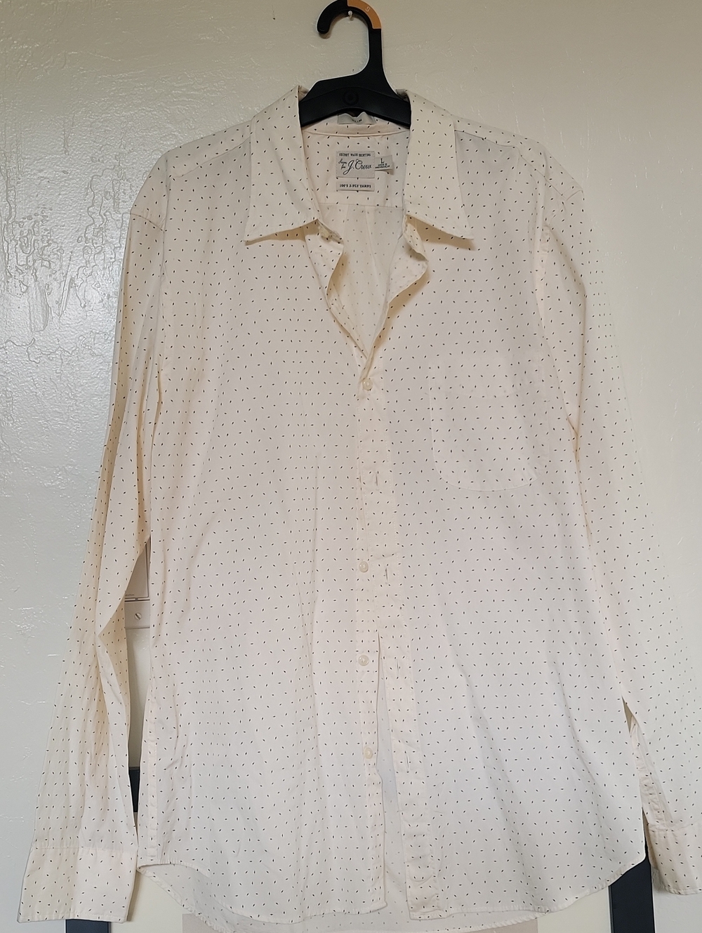 J. Crew Cream Long-Sleeve Dot-Print Dress Shirt